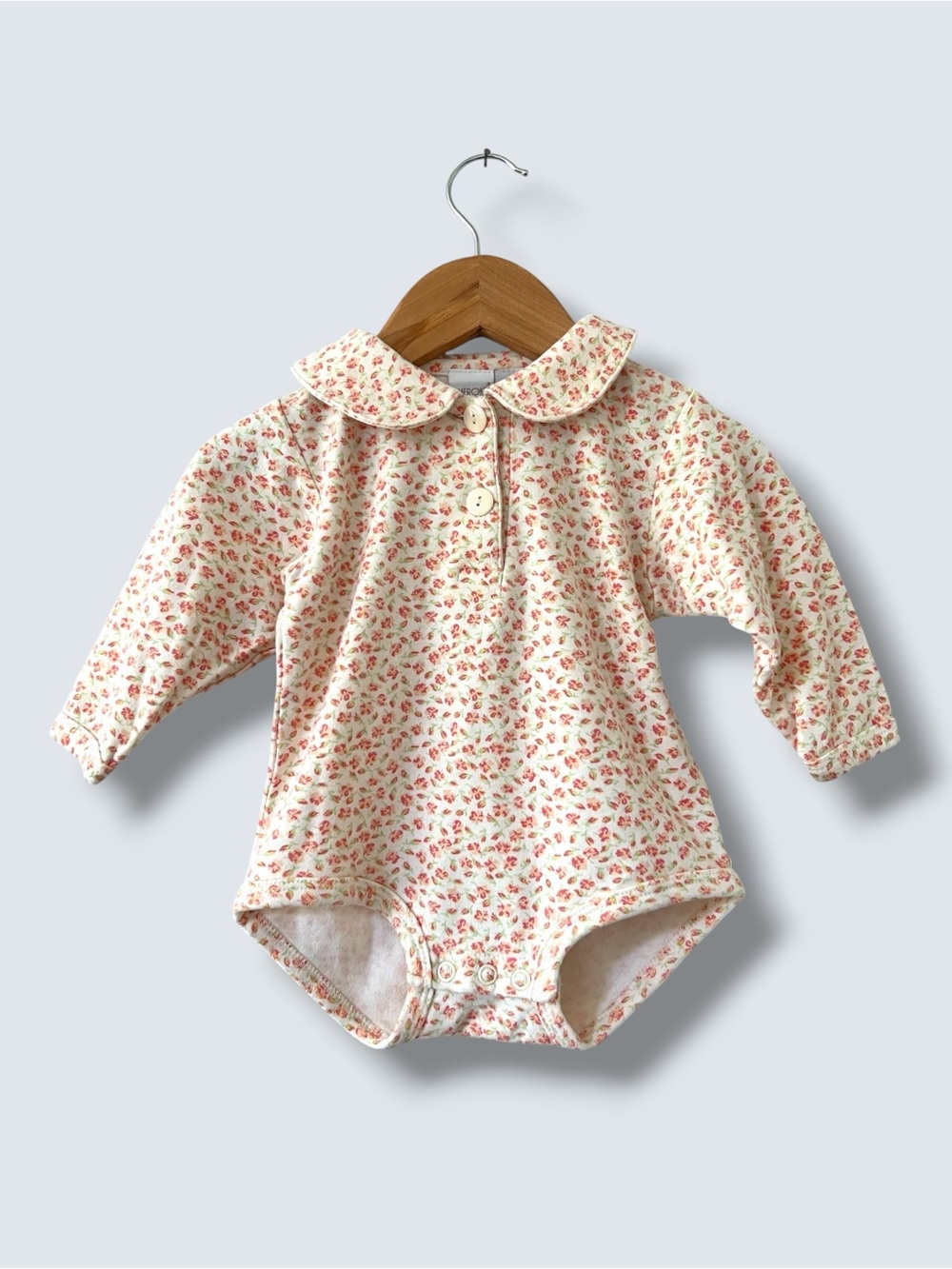 Cherokee Baby Bodysuit Girls 6-9M Vintage 90s Floral Peter Pan Collar Cotton